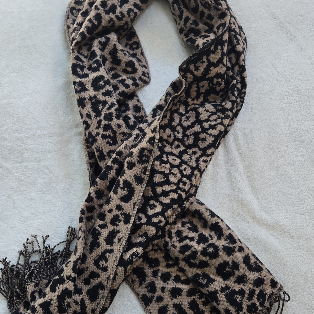 Banana Republic Black and Tan Animal Print Scarf